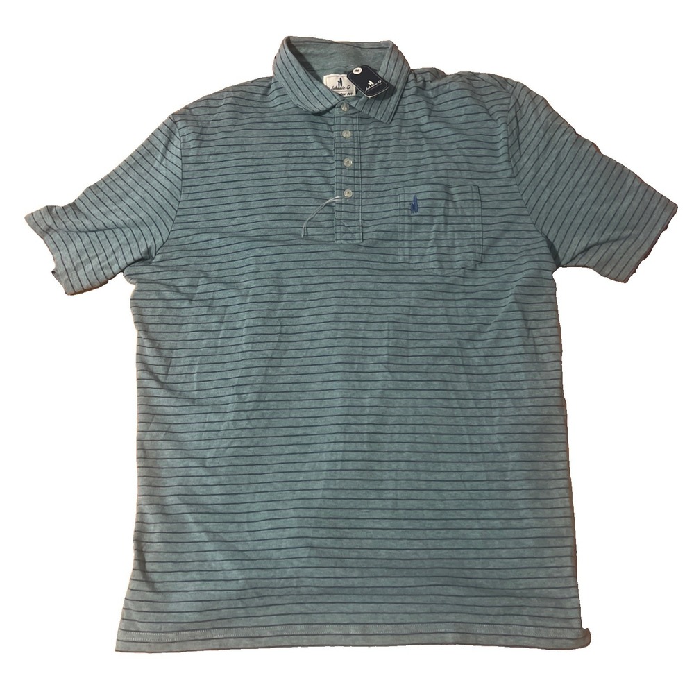 NWT Johnnie-O Hangin' Out Blue Polo Golf Stretch Shirt Pocket Logo Men's Large